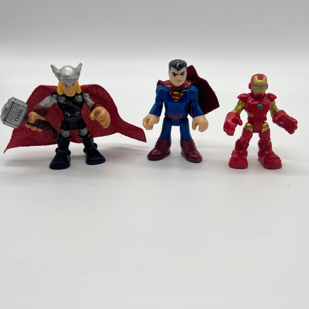 Marvel and DC Superhero Figure Lot Thor Superman Iron Man Action Figures